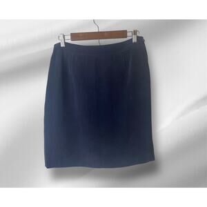 Vintage Jones New York Women's Dark Blue 100% Silk Lined Skirt Size 14 Petite